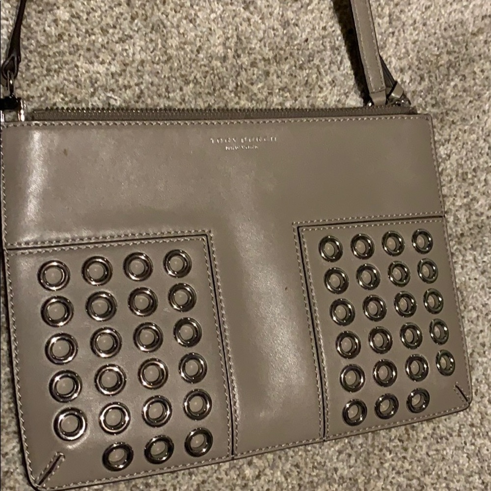 Tory Burch Taupe Crossbody Bag with Stud Accents